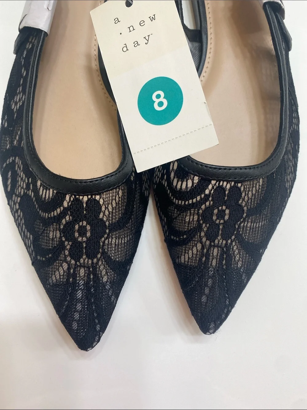 a new day Black Lace Pointed Slingback Flats - Picture 5 of 7